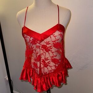 Vandemere Small VINTAGE Red Lace Lingerie Top